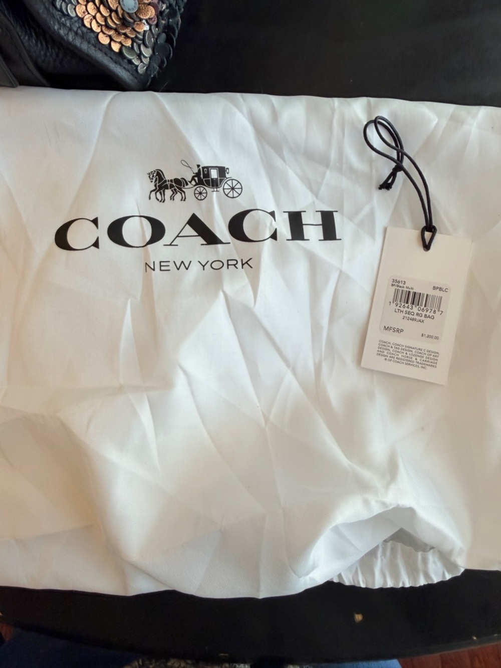 Coach Rogue 30 Floral Leather Sequin Bag Black & Oxblood Style 35613 - Picture 16 of 16